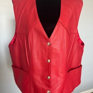 Men’s 5 XL Leather King Classic Red Leather Vest
